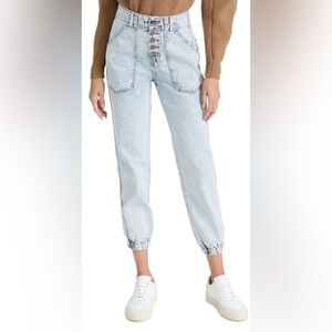 Veronica Beard Bolton High Rise Acid Wash Blue Jeans Designer Denim Jogger 31